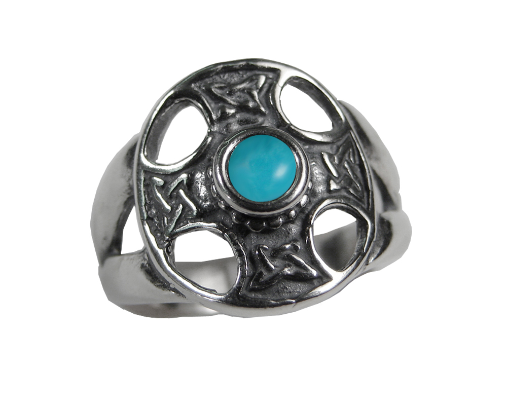 Sterling Silver Celtic Solar Cross Ring With Turquoise Size 7 Sterling Silver Celtic Solar Cross Ring With Turquoise Size 7